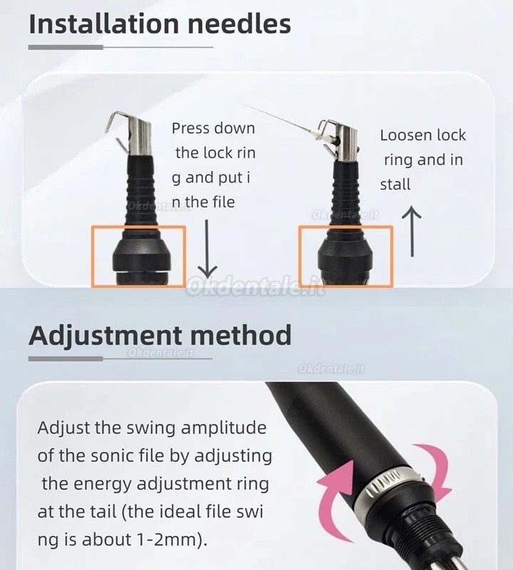 Manipolo ad aria sonica endo dentale con 2 scatole aghi per lima endodontica